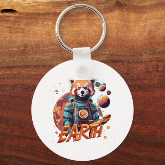 Roter Panda-Astronaut Schlüsselanhänger (Rückseite)