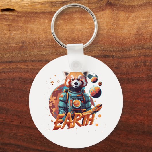 Roter Panda-Astronaut Schlüsselanhänger (Vorderseite)