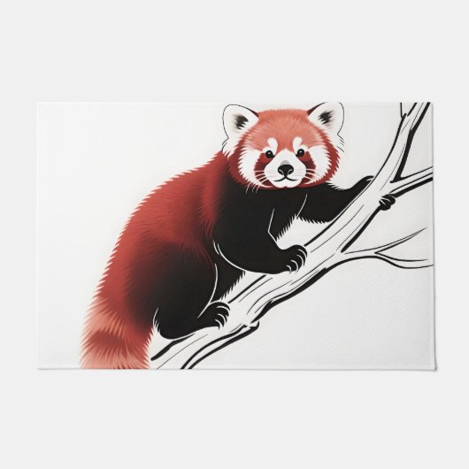 Roter Panda auf Ast sitzend Fußmatte (Vorderseite)