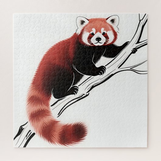 Roter Panda auf Ast sitzend Puzzle (Vertikal)