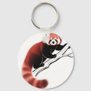 Roter Panda auf Ast sitzend Schlüsselanhänger