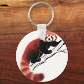 Roter Panda auf Ast sitzend Schlüsselanhänger (Vorderseite)