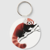 Roter Panda auf Ast sitzend Schlüsselanhänger (Rückseite)