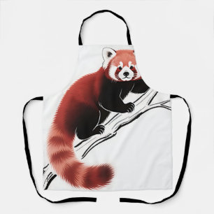 Roter Panda auf Ast sitzend Schürze