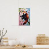 Roter Panda auf blühendem Baum Süße Wildlife-Kunst Poster (Küche)