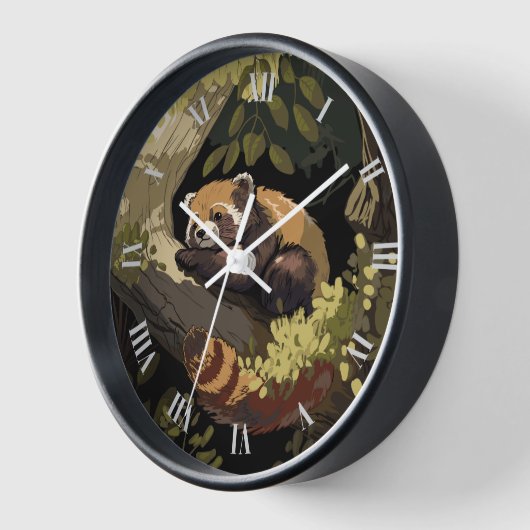 Roter Panda auf einem Baumzweig Uhr (Winkel)