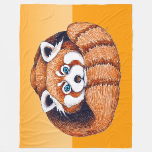 Roter Panda auf Orange Fleecedecke (Vorderseite)
