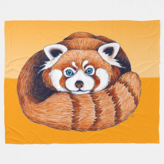 Roter Panda auf Orange Fleecedecke (Vorderseite (Horizontal))