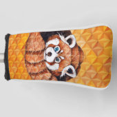 Roter Panda auf orangefarbenem Kubismus Geomer Golf Headcover (Vorderseite)