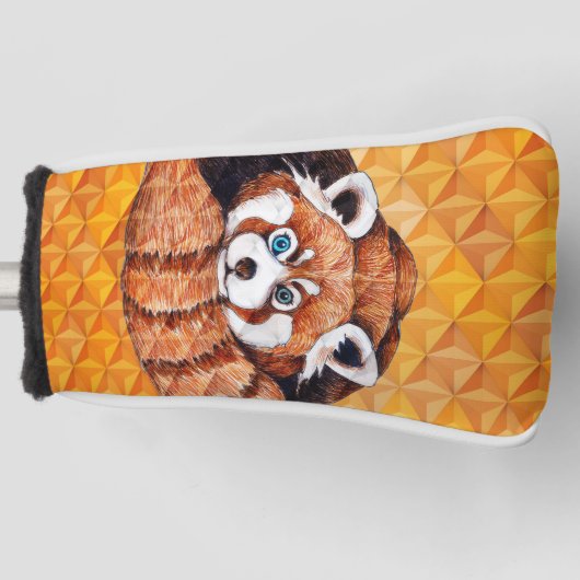 Roter Panda auf orangefarbenem Kubismus Geomer Golf Headcover (Vorderseite)