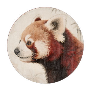 Roter-Panda-Bambus-Wasserfarbenporträt Schneidebrett