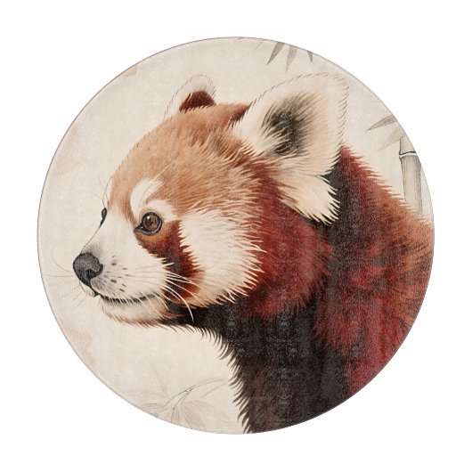 Roter-Panda-Bambus-Wasserfarbenporträt Schneidebrett (Vorderseite)