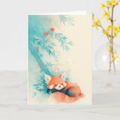 Roter Panda Bambuswald Nickerchen Karte (Gelbe Blume)