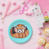 Roter Panda-Bär auf Türkis Pappteller (Party)