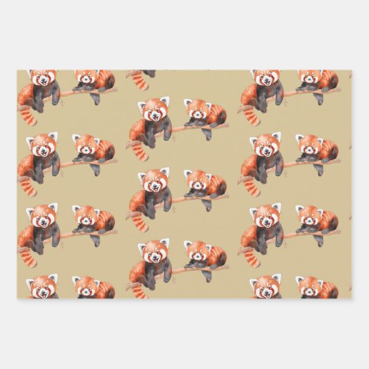 Roter Panda-Bär Geschenkpapier Set (Vorderseite 3)