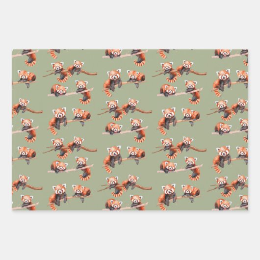 Roter Panda-Bär Geschenkpapier Set (Vorderseite 2)