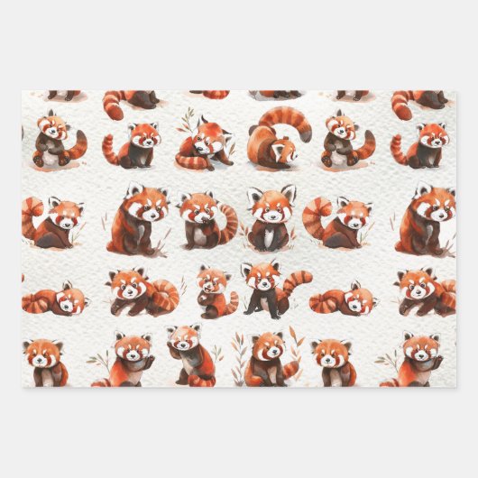 Roter Panda-Bär Geschenkpapier Set (Vorderseite)