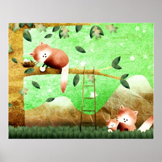 Roter Panda-Berg - Plakatdruck Poster (Vorne)