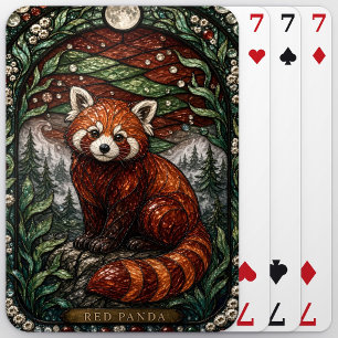 Roter Panda-Bergwald Illumina-Buntglas Spielkarten