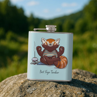 Roter Panda Beste Yoga-Lehrer-Geschenk-Tier-Kunstw Flachmann