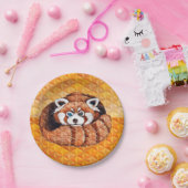 Roter Panda betreffen orange Kubismus Pappteller (Party)