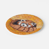 Roter Panda betreffen orange Kubismus Pappteller (Schrägansicht)