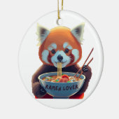 Roter Panda, der eine Schüssel Ramen isst Keramik Ornament (Links)