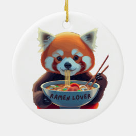 Roter Panda, der eine Schüssel Ramen isst Keramik Ornament