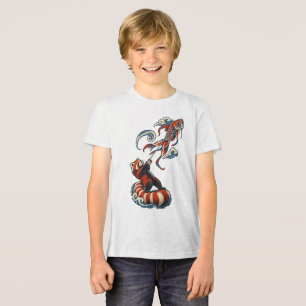 Roter Panda, der einen leuchtenden Koi-Drachen ste Tri-Blend Shirt