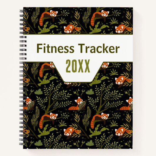 Roter Panda Dunkler Dschungel Fitness-Tracker Notizblock (Vorderseite)