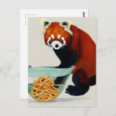 Roter Panda Eating a Bowl of Spaghetti Postcard Postkarte (Vorne/Hinten)