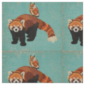 Roter Panda & Eulen Stoff (Nahaufnahme)