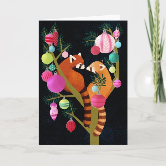 Roter Panda Feiertagskarte (Vorderseite)