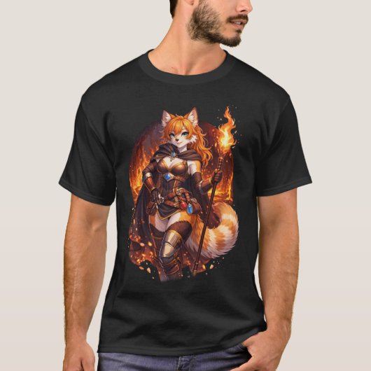 Roter Panda-Feuer-Magier T-Shirt (Vorderseite)