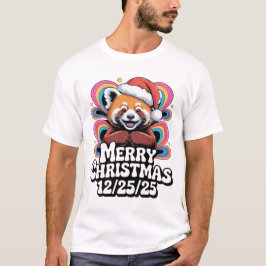 Roter Panda Frohe Weihnachten 12/25/25 T-Shirt