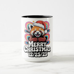 Roter Panda Frohe Weihnachten 12/25/25 Tasse
