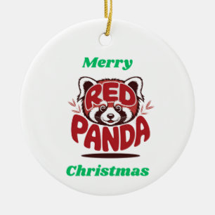Roter Panda Frohe Weihnachten Keramik Ornament