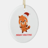 Roter Panda Frohe Weihnachten Keramik Ornament (Rechts)