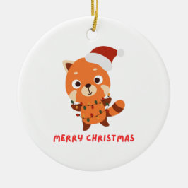 Roter Panda Frohe Weihnachten Keramik Ornament