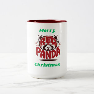 Roter Panda Frohe Weihnachten Zweifarbige Tasse