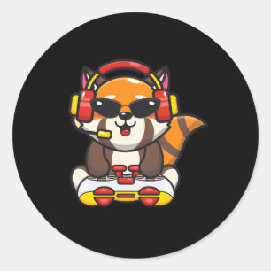 Roter Panda-Gamer Lustiger Roter Pandas Tierliebha Runder Aufkleber
