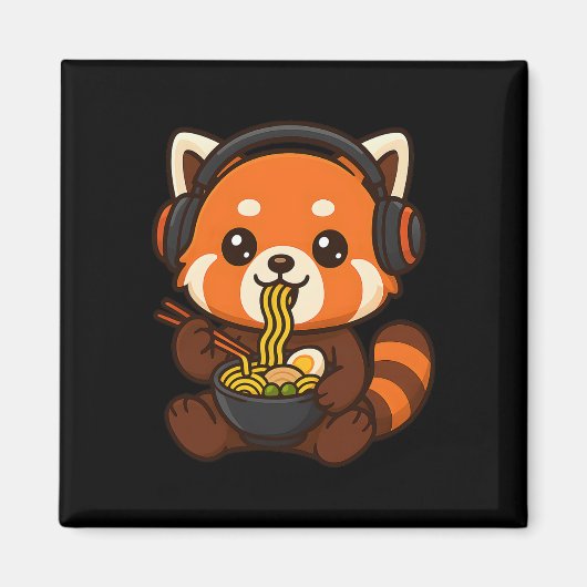 Roter Panda Gaming Gamer isst Ramen Magnet (Vorne)