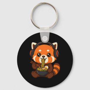 Roter Panda Gaming-Spieler isst Ramen  Schlüsselanhänger