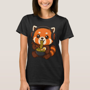 Roter Panda Gaming-Spieler isst Ramen  T-Shirt