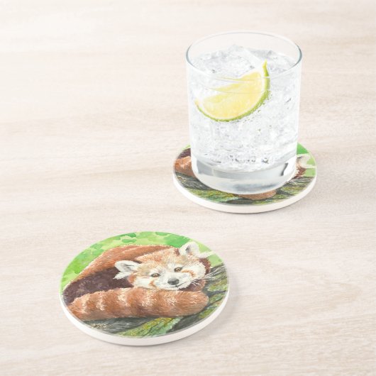 Roter Panda Getränkeuntersetzer (Seite)