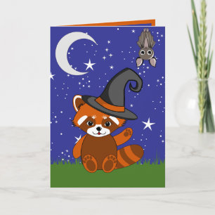 Roter Panda Halloween Faltenkarte Karte