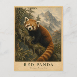 Roter Panda Himalaya-Wald VINTAGE Postkarte