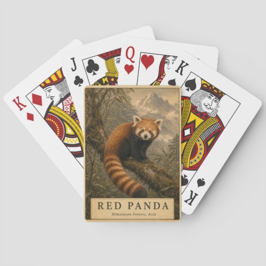 Roter Panda Himalaya-Wald VINTAGE Spielkarten (Rückseite)