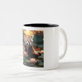 Roter Panda im Lotusteich Zweifarbige Tasse (VorderseiteRechts)