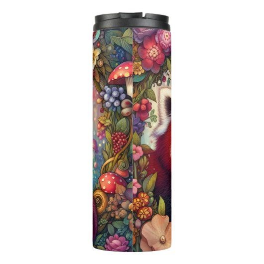 Roter Panda in einem Blumenrahmen Thermosbecher (Rückseite)